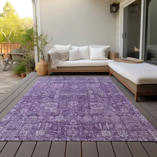 Purple Lilac And Lavender Oriental Washable Indoor Outdoor Area Rug Photo 8