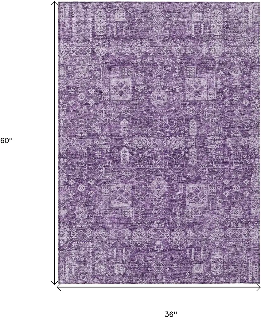Purple Lilac And Lavender Oriental Washable Indoor Outdoor Area Rug Photo 3