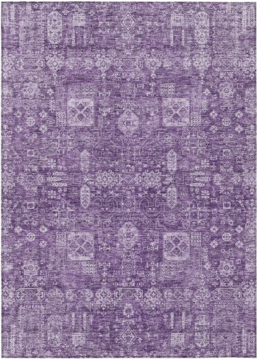 Purple Lilac And Lavender Oriental Washable Indoor Outdoor Area Rug Photo 1
