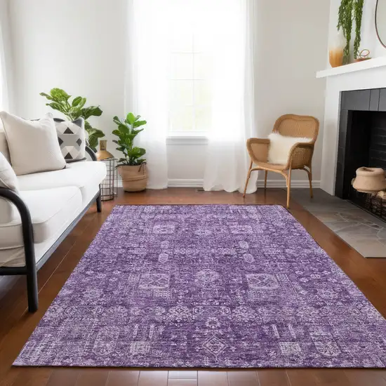 Purple Lilac And Lavender Oriental Washable Indoor Outdoor Area Rug Photo 9