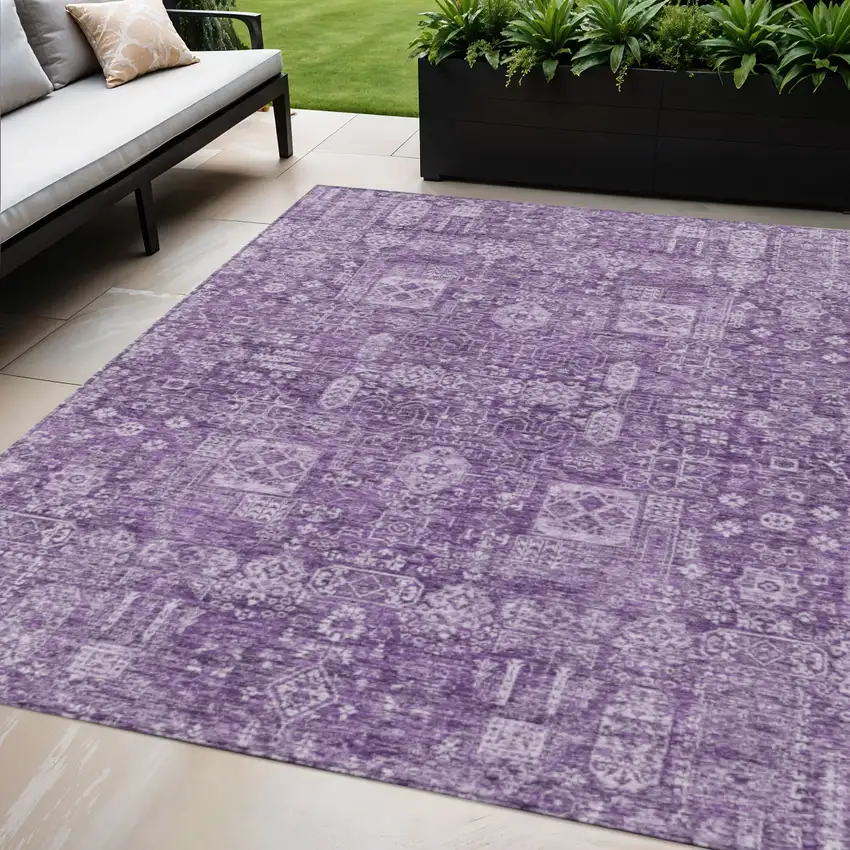 Purple Lilac And Lavender Oriental Washable Indoor Outdoor Area Rug Photo 1