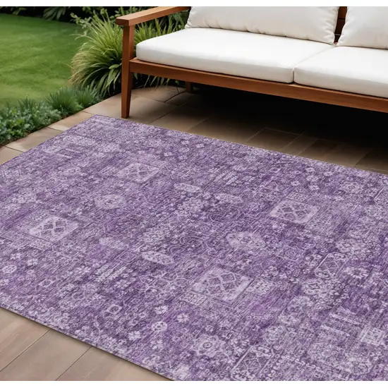 Purple Lilac And Lavender Oriental Washable Indoor Outdoor Area Rug Photo 1