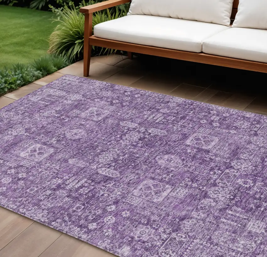 Purple Lilac And Lavender Oriental Washable Indoor Outdoor Area Rug Photo 1