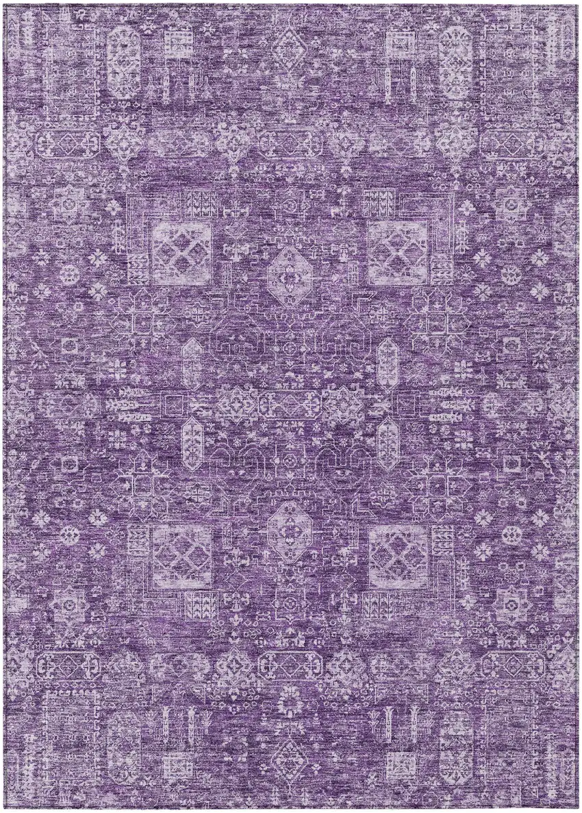 Purple Lilac And Lavender Oriental Washable Indoor Outdoor Area Rug Photo 1