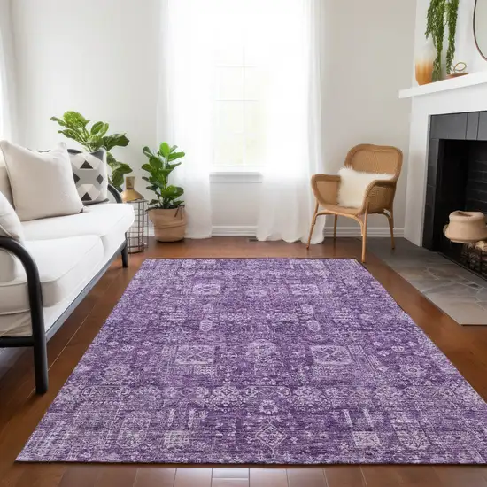 Purple Lilac And Lavender Oriental Washable Indoor Outdoor Area Rug Photo 9