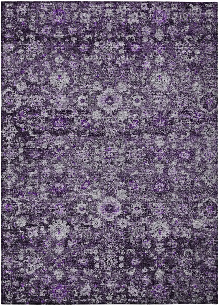 Purple Lilac And Lavender Oriental Washable Indoor Outdoor Area Rug Photo 2