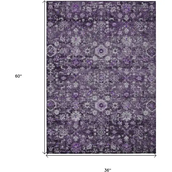 Purple Lilac And Lavender Oriental Washable Indoor Outdoor Area Rug Photo 8