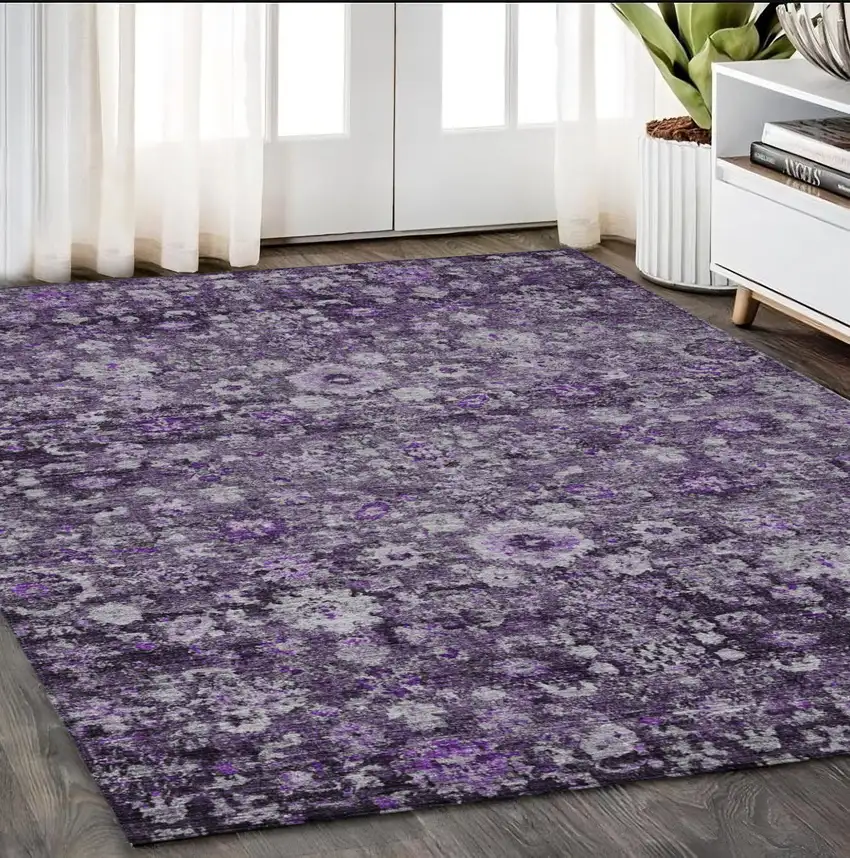 Purple Lilac And Lavender Oriental Washable Indoor Outdoor Area Rug Photo 8