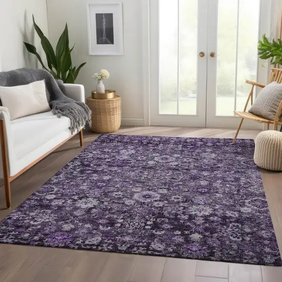 Purple Lilac And Lavender Oriental Washable Indoor Outdoor Area Rug Photo 9