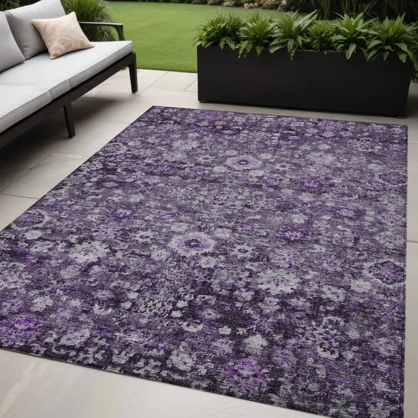 Purple Lilac And Lavender Oriental Washable Indoor Outdoor Area Rug Photo 1
