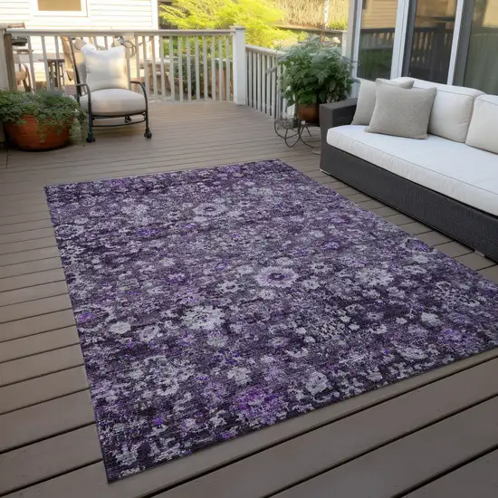 Purple Lilac And Lavender Oriental Washable Indoor Outdoor Area Rug Photo 7