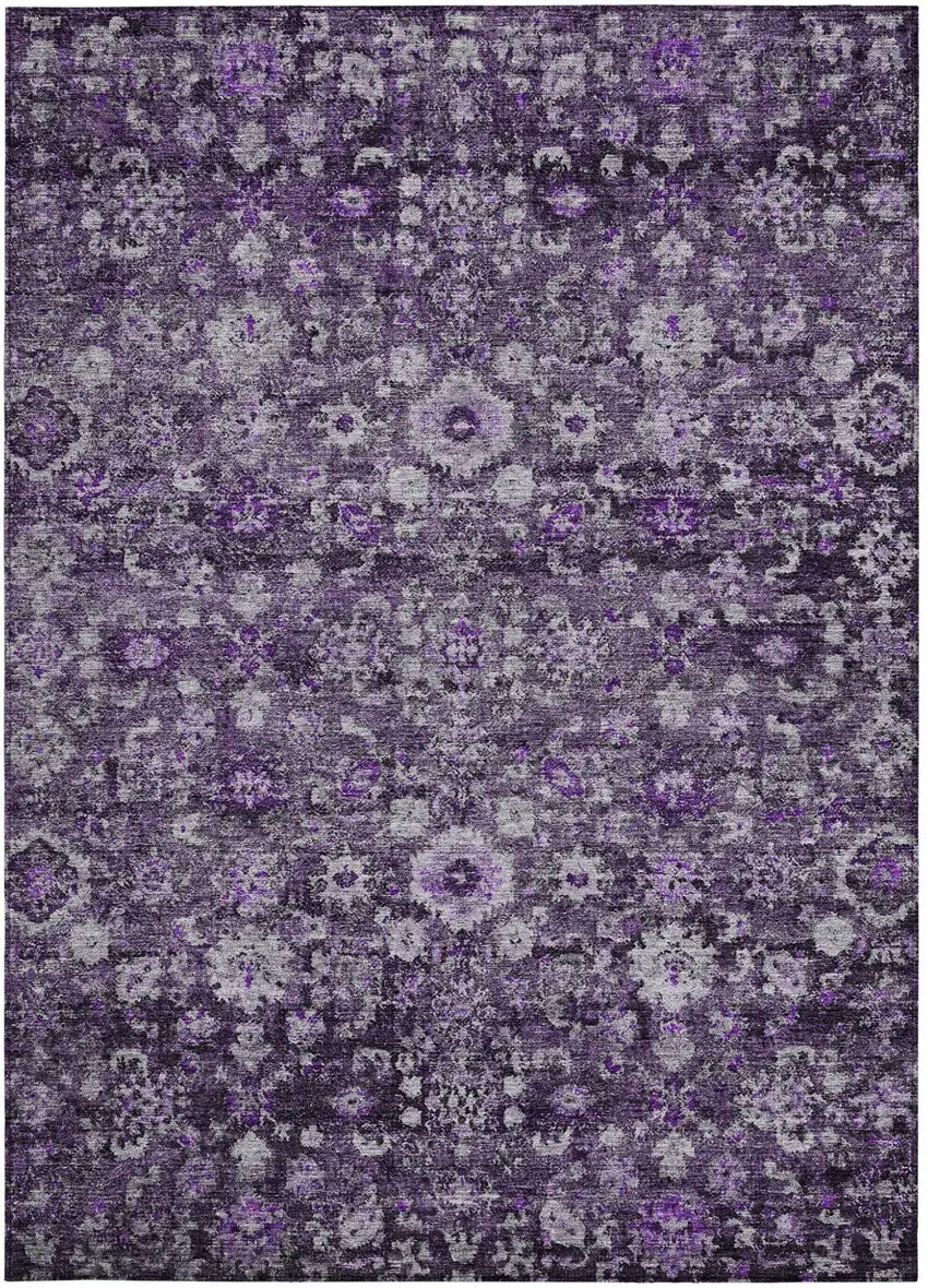 Purple Lilac And Lavender Oriental Washable Indoor Outdoor Area Rug Photo 5