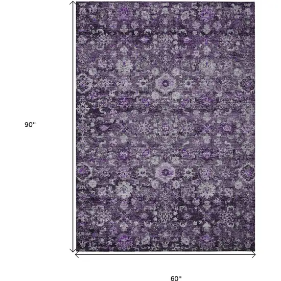 Purple Lilac And Lavender Oriental Washable Indoor Outdoor Area Rug Photo 3