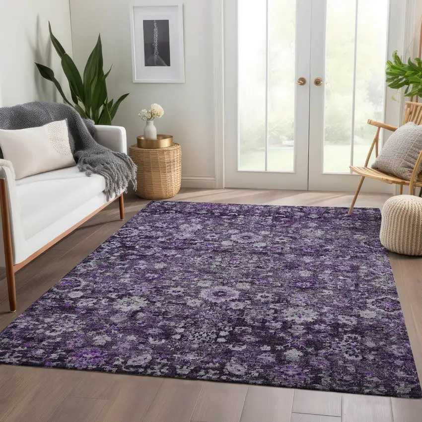 Purple Lilac And Lavender Oriental Washable Indoor Outdoor Area Rug Photo 9