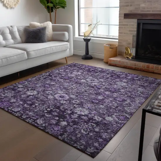 Purple Lilac And Lavender Oriental Washable Indoor Outdoor Area Rug Photo 9