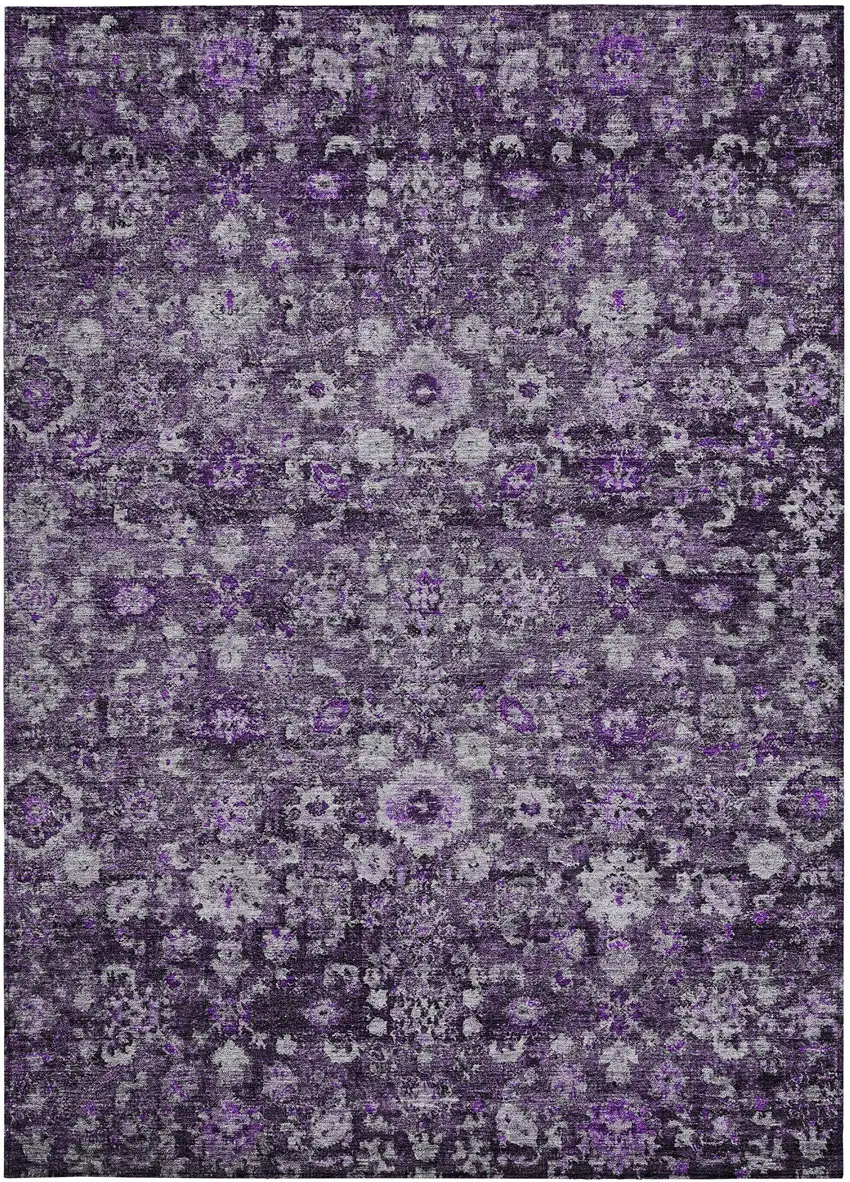 Purple Lilac And Lavender Oriental Washable Indoor Outdoor Area Rug Photo 4