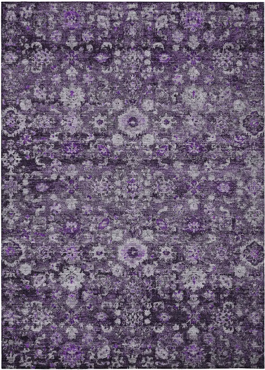 Purple Lilac And Lavender Oriental Washable Indoor Outdoor Area Rug Photo 2