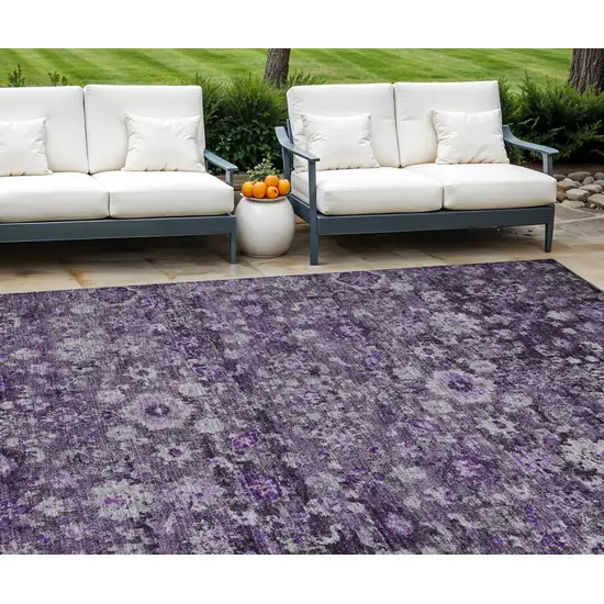 Purple Lilac And Lavender Oriental Washable Indoor Outdoor Area Rug Photo 1