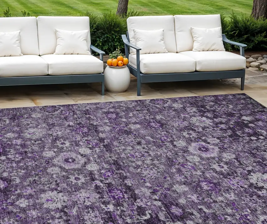 Purple Lilac And Lavender Oriental Washable Indoor Outdoor Area Rug Photo 1