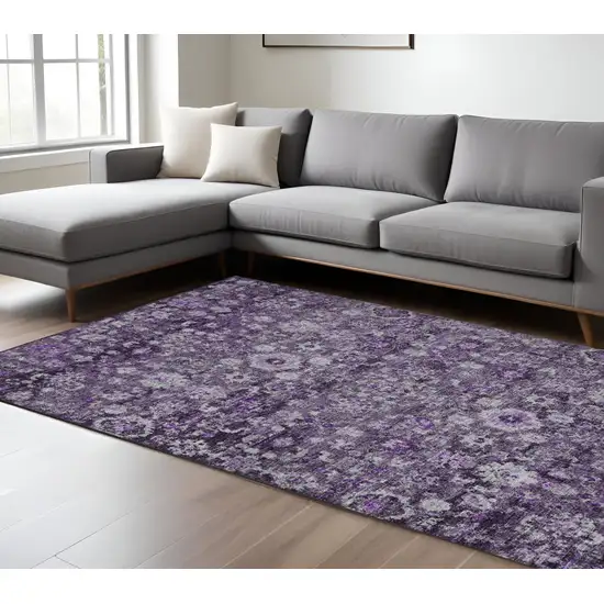 Purple Lilac And Lavender Oriental Washable Indoor Outdoor Area Rug Photo 8