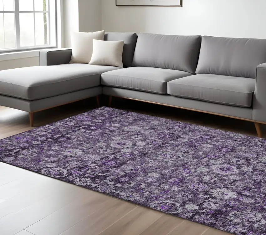 Purple Lilac And Lavender Oriental Washable Indoor Outdoor Area Rug Photo 8