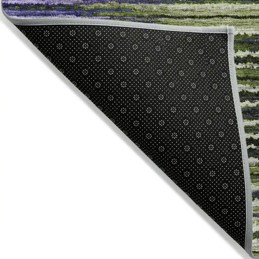 Purple Lilac And Lavender Striped Washable Indoor Outdoor Area Rug Photo 4