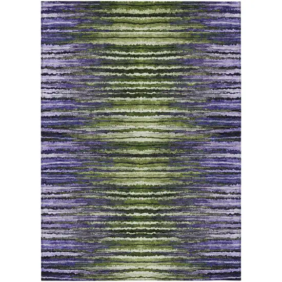 Purple Lilac And Lavender Striped Washable Indoor Outdoor Area Rug Photo 2