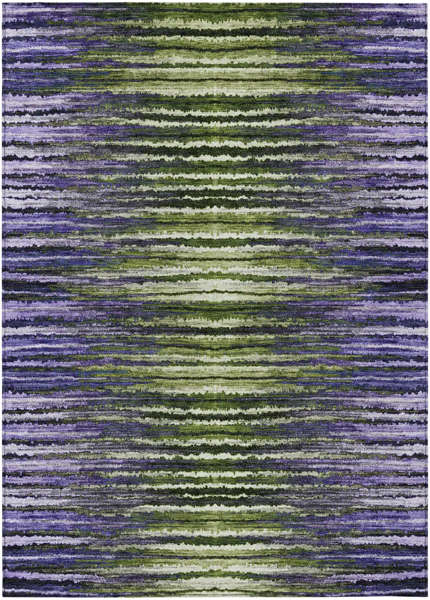 Purple Lilac And Lavender Striped Washable Indoor Outdoor Area Rug Photo 2