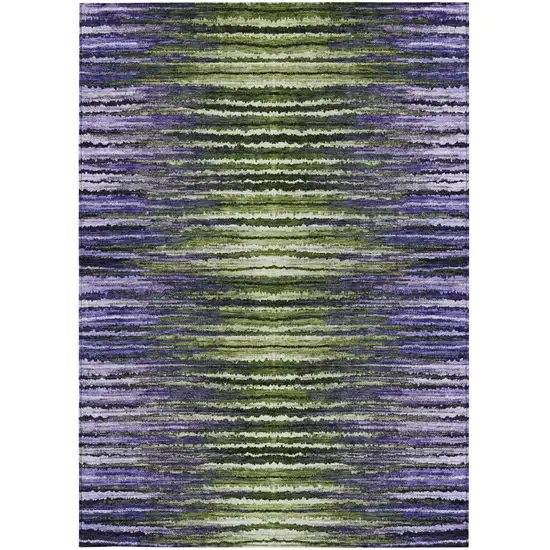 Purple Lilac And Lavender Striped Washable Indoor Outdoor Area Rug Photo 6