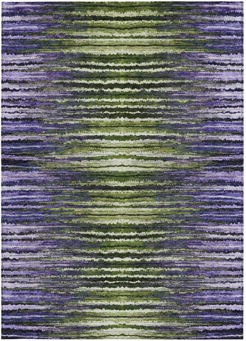 Purple Lilac And Lavender Striped Washable Indoor Outdoor Area Rug Photo 6