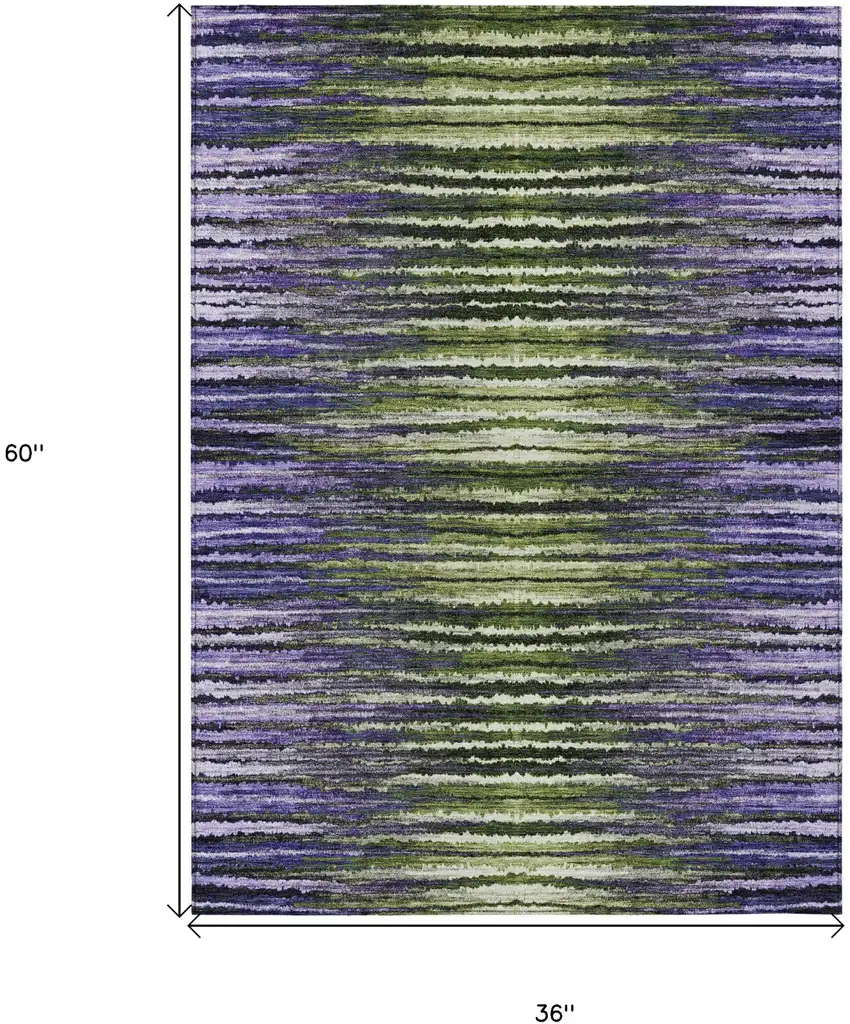 Purple Lilac And Lavender Striped Washable Indoor Outdoor Area Rug Photo 3