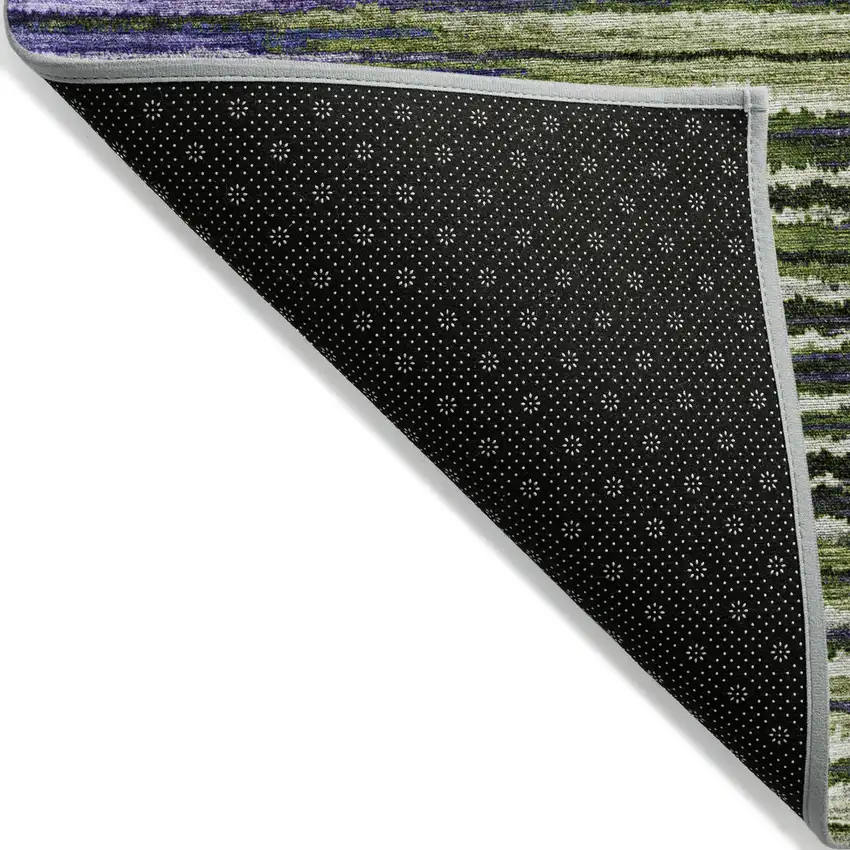 Purple Lilac And Lavender Striped Washable Indoor Outdoor Area Rug Photo 4