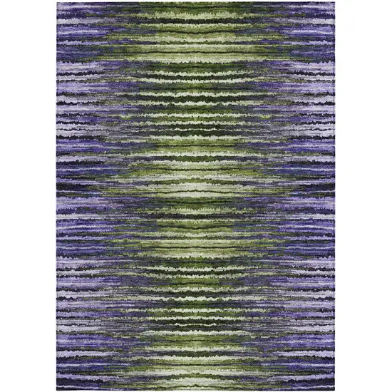 Purple Lilac And Lavender Striped Washable Indoor Outdoor Area Rug Photo 6