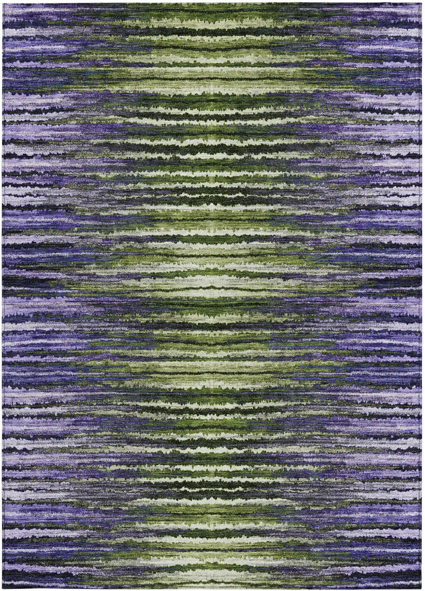 Purple Lilac And Lavender Striped Washable Indoor Outdoor Area Rug Photo 6