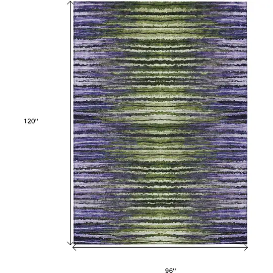 Purple Lilac And Lavender Striped Washable Indoor Outdoor Area Rug Photo 3