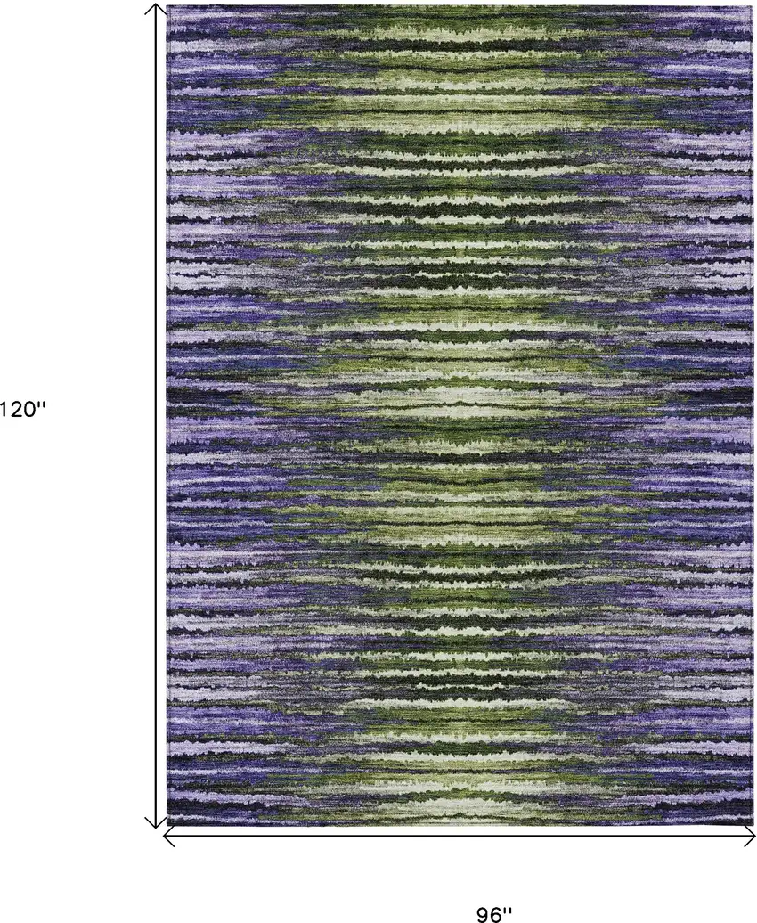 Purple Lilac And Lavender Striped Washable Indoor Outdoor Area Rug Photo 3