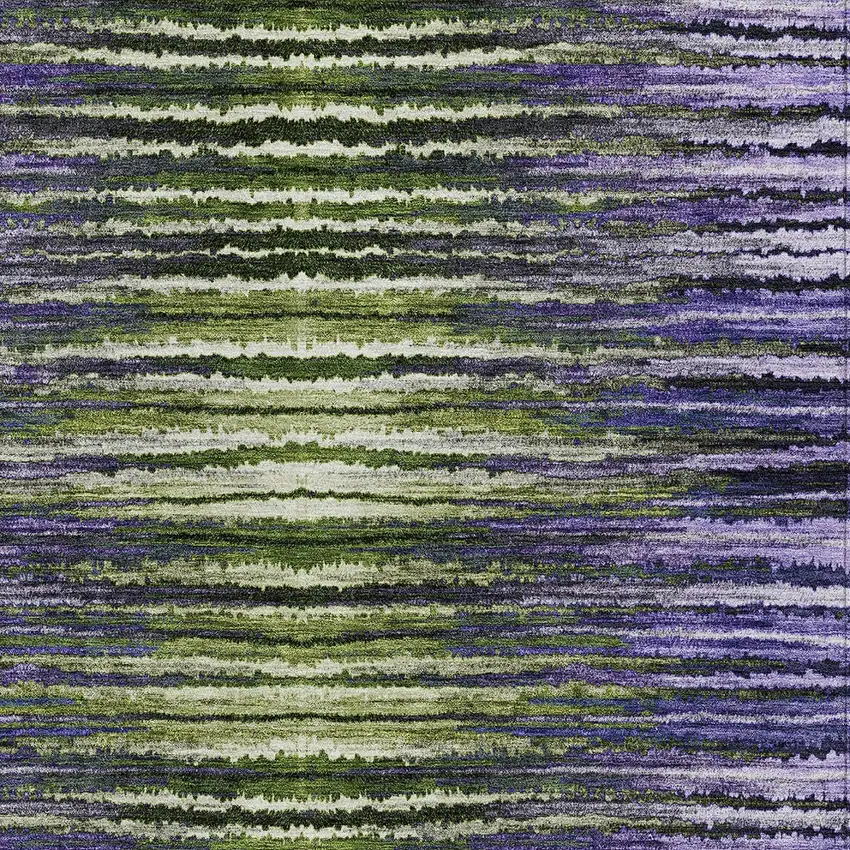 Purple Lilac And Lavender Striped Washable Indoor Outdoor Area Rug Photo 6