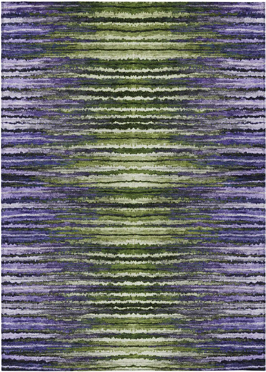 Purple Lilac And Lavender Striped Washable Indoor Outdoor Area Rug Photo 2