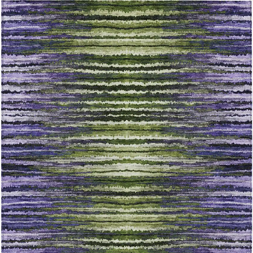 Purple Lilac And Lavender Striped Washable Indoor Outdoor Area Rug Photo 7