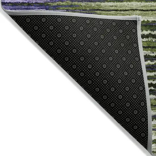 Purple Lilac And Lavender Striped Washable Indoor Outdoor Area Rug Photo 4
