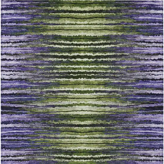 Purple Lilac And Lavender Striped Washable Indoor Outdoor Area Rug Photo 6