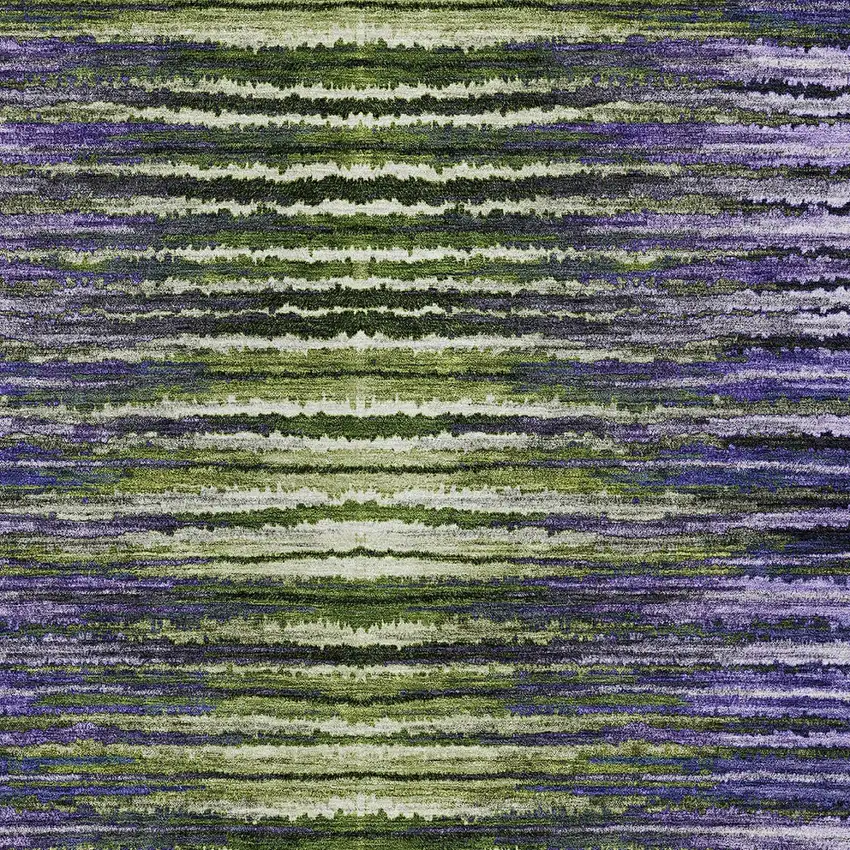 Purple Lilac And Lavender Striped Washable Indoor Outdoor Area Rug Photo 5