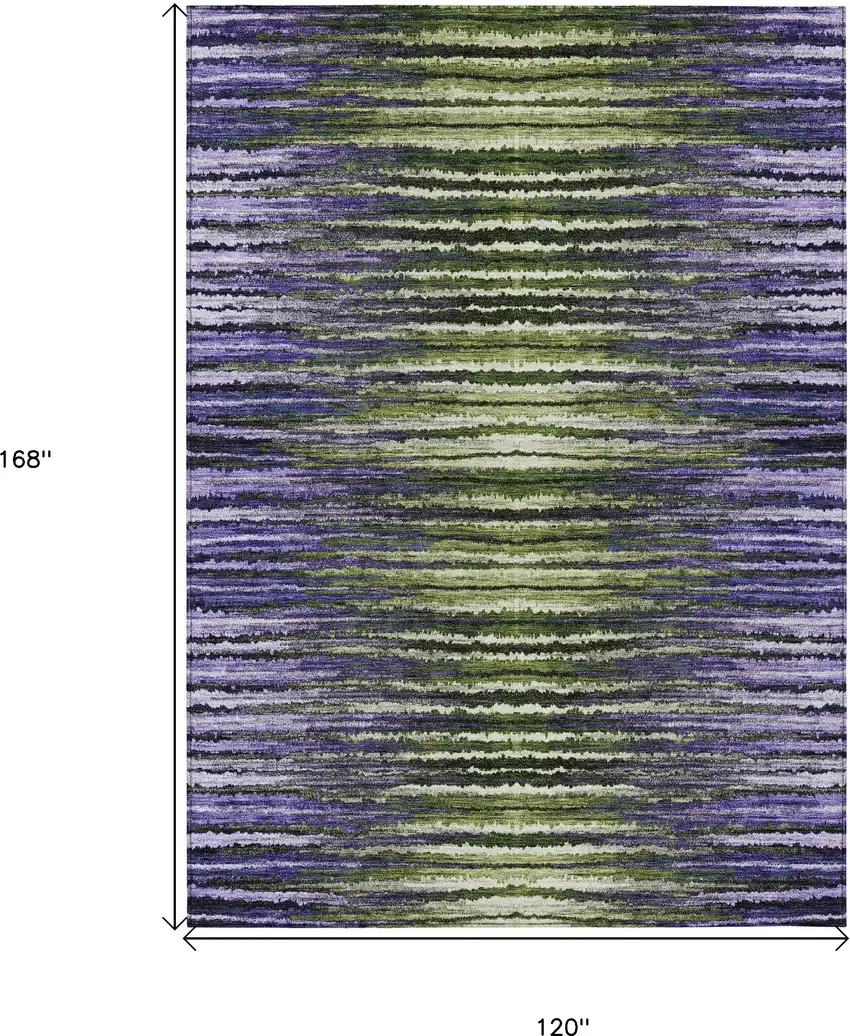 Purple Lilac And Lavender Striped Washable Indoor Outdoor Area Rug Photo 3