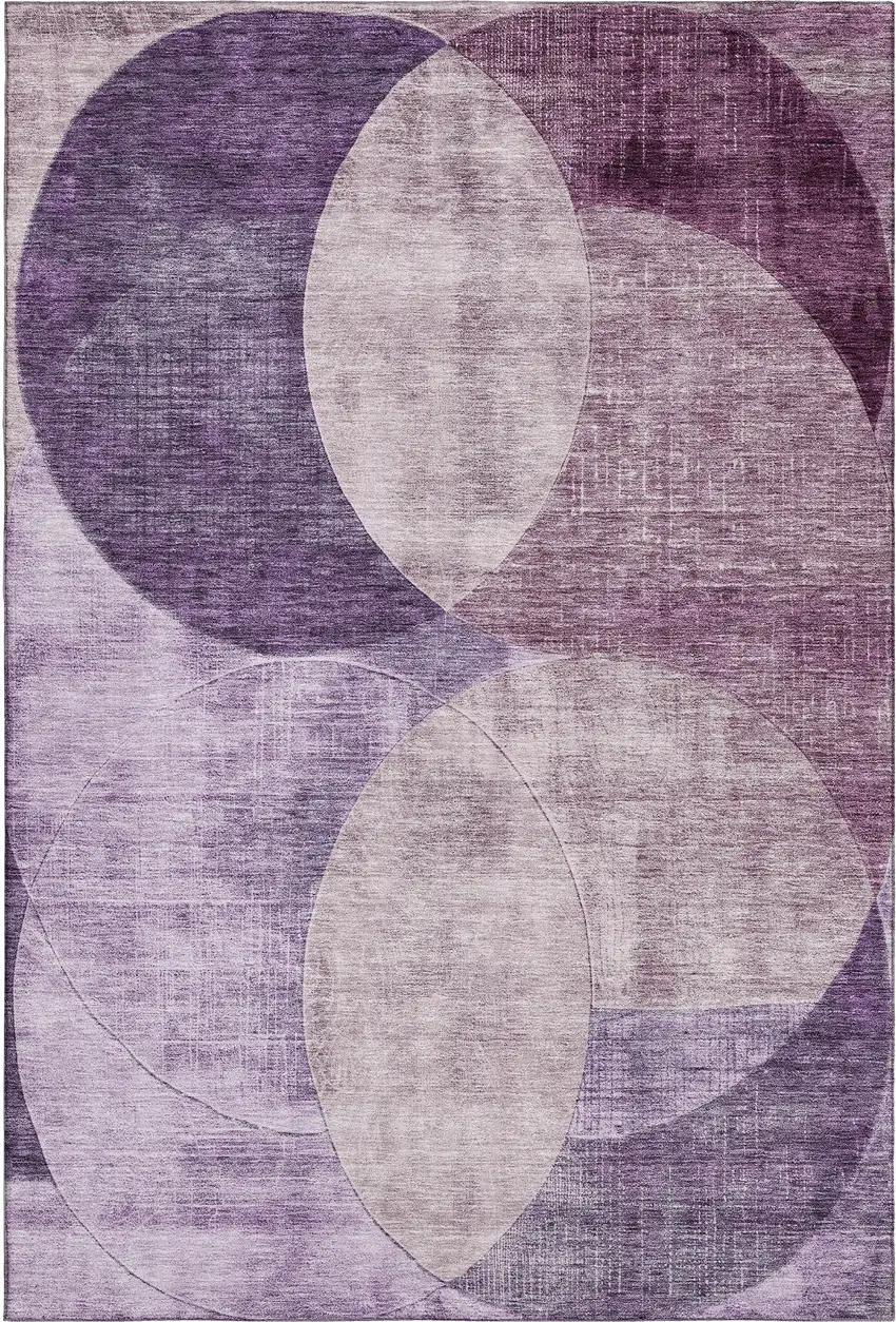 Purple Lilac And Mauve Geometric Washable Area Rug With UV Protection Photo 1