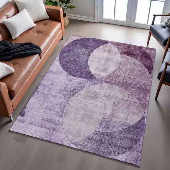 Purple Lilac And Mauve Geometric Washable Area Rug With UV Protection Photo 5
