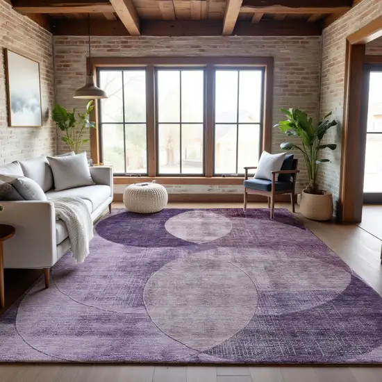 Purple Lilac And Mauve Geometric Washable Area Rug With UV Protection Photo 4