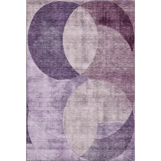 Purple Lilac And Mauve Geometric Washable Area Rug With UV Protection Photo 1