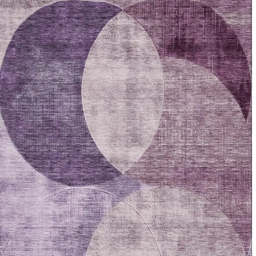 Purple Lilac And Mauve Geometric Washable Area Rug With UV Protection Photo 2