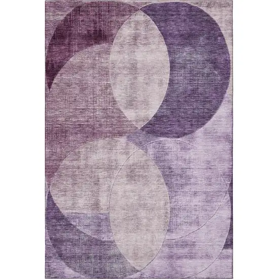 Purple Lilac And Mauve Geometric Washable Area Rug With UV Protection Photo 3