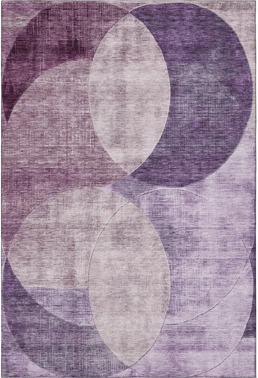 Purple Lilac And Mauve Geometric Washable Area Rug With UV Protection Photo 3